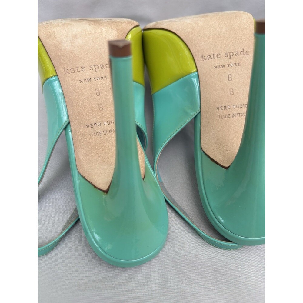 Kate Spade New York Colorblock Patent Leather Slingback Pointed Toe Heels 8B - Picture 12 of 12